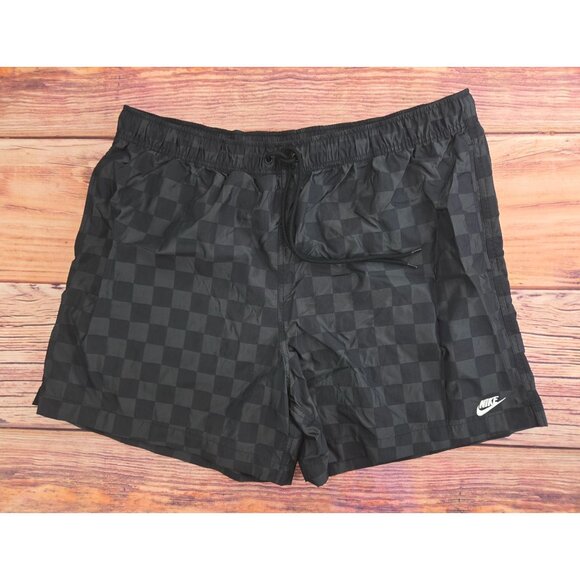 Nike XXL Checkered Mens Nylon Swim Shorts Black - Picture 1 of 7